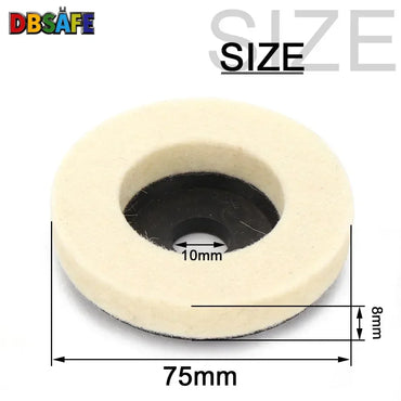Wool Felt Polishing Wheel 50/75 mm (2.0 in / 3.0 in) Angle Grinder Disc for Metal Marble Glass Ceramic - 1pc