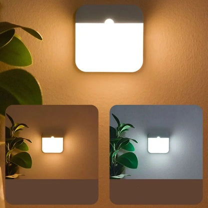 Motion Sensor LED Night Light - USB Rechargeable Square Lamp for Bedroom, Kitchen, Stairway, Hallway, Wardrobe & Cupboard