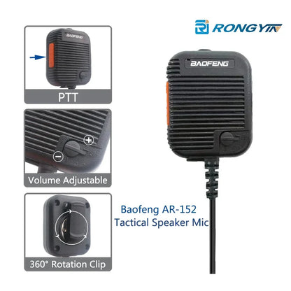 AR-152 PTT Speaker Microphone 2-Pin K-Type Handheld Mic for Two-Way Radios
