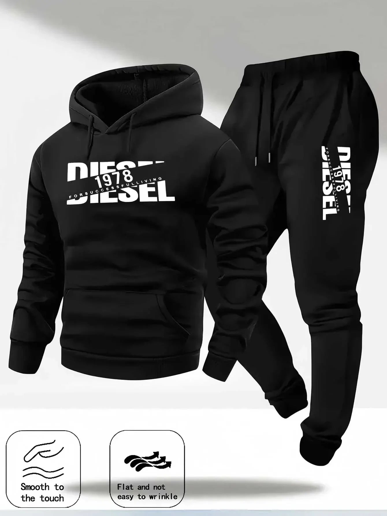Men's Hooded Tracksuit Two-Piece Set – Casual Hoodie & Pants for Autumn/Winter