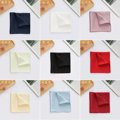 100% Mulberry Silk Men's Pocket Square 35cm (13.8in) Solid Tatting Handkerchief