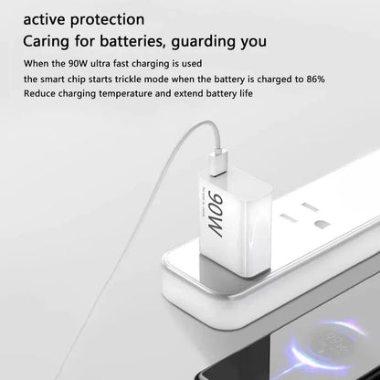 65W USB Quick Charger with USB-A to USB-C Fast Charging Cable – PD/QC Compatible, UL CE EMC Certified