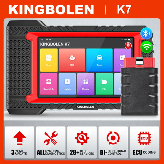 OBD2 Bluetooth Scanner 7-Inch (17.8 cm) Tablet Diagnostic Tool — Bi-Directional ECU Coding, 28+ Service Resets, FCA AutoAuth, 3-Year Free Updates