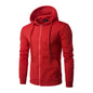 Men's Slim-Fit Zipper Hoodie Jacket – Autumn/Winter Long Sleeve Knit Polyester