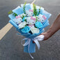 Kawaii Cat Plush Bouquet with Soap Rose Flowers — Cute Valentine's Day, Birthday & Graduation Gift