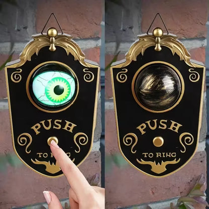 Halloween Glowing Eyeball Doorbell – Electric Sound & LED Light Horror Prop for Front Door, Haunted House & Party – Black or White