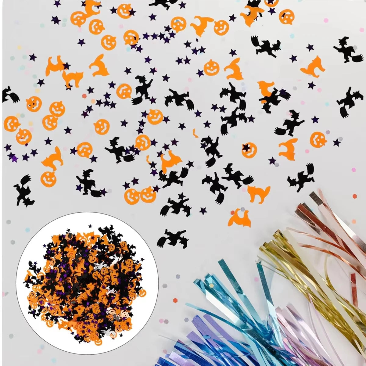 Halloween Confetti Table Scatter Decorations – Plastic Ghost, Cat or Spider Shapes for Party Tables, Spooky Day Displays & Halloween Supplies