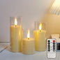 3-Piece Acrylic Flameless LED Candles with Remote & Timer, Flickering Battery-Operated Clear Glass Effect for Wedding, Party & Christmas