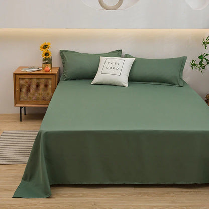 Soft Home Flat Bed Sheet — Plain Solid Color Top Sheet for Single, Queen, King Beds