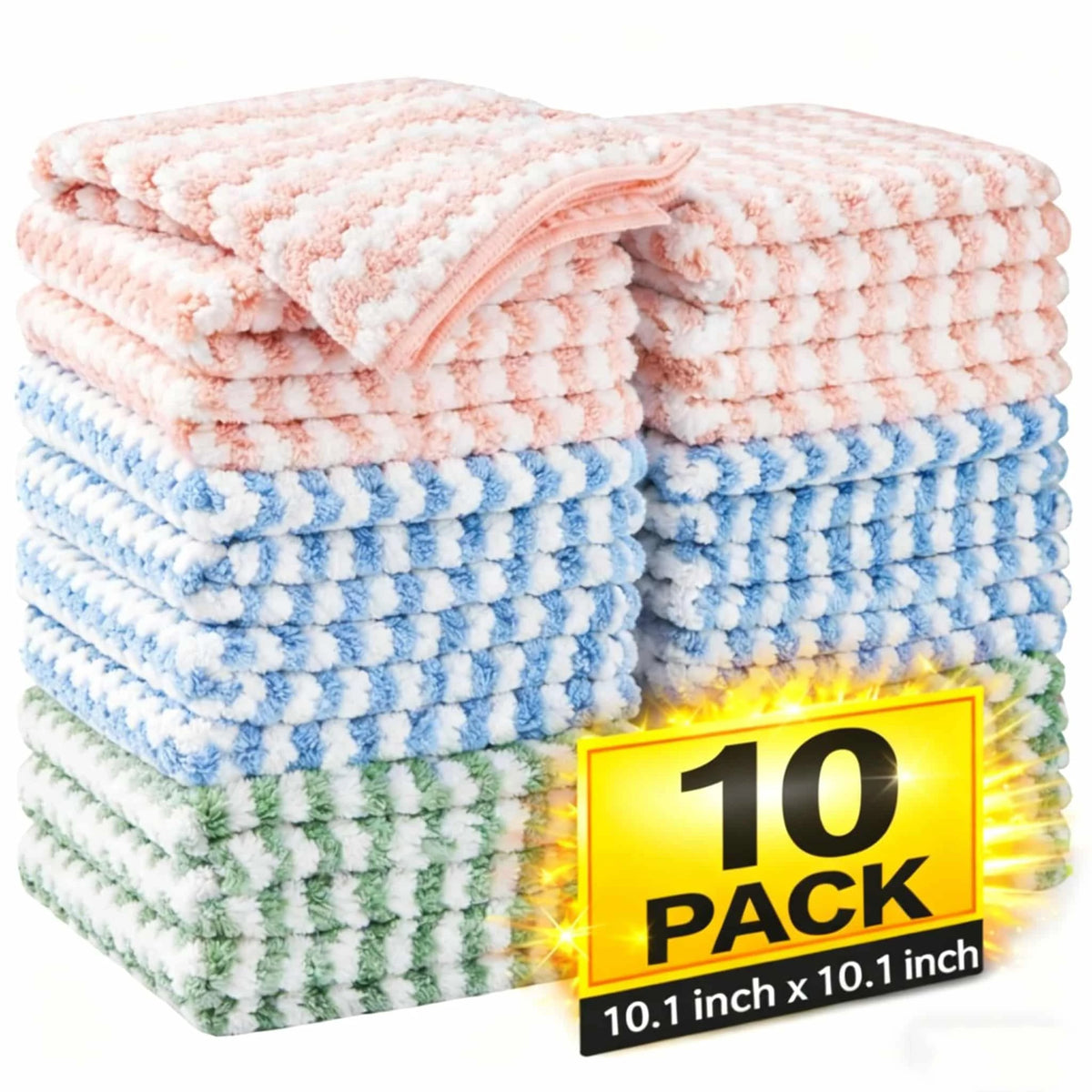 30-pack Non-stick, Sewage-resistant, Corrugated Microfiber Kitchen Cloths - Household Cleaning Cloths