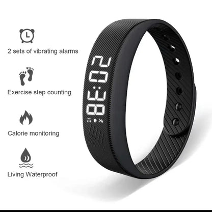 LED Digital Smart Bracelet Vibrating Alarm Clock Waterproof Clock