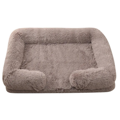 Plush Dog Bed with Removable Cover – Thickened Winter Pet Sofa Pad, Square, Small & Large