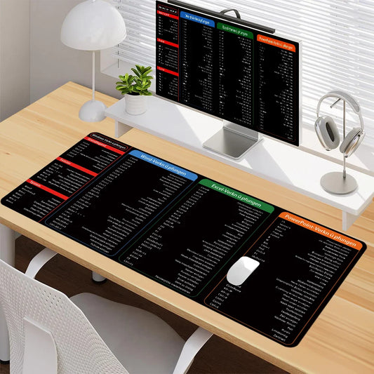 German Excel Shortcuts Large Desk Mouse Pad – Anti-Slip Keyboard Mat for Office Workers & Students