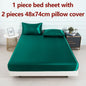 Satin Fitted Sheet Set 3-Piece (1 Fitted Sheet + 2 Pillowcases) Soft Breathable Solid Color Bedding