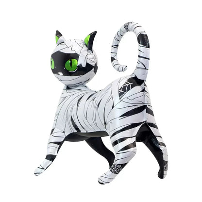 4D Halloween Black Cat Foil Balloon – Standing Cartoon Green-Eyed Cat Aluminum Foil Party Decoration – 3 Design Options