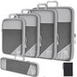 6-Piece Travel Compression Packing Cubes Set with Shoe Bag - Mesh Lightweight Luggage Organizers