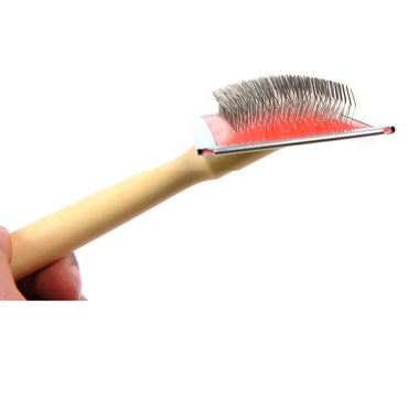 Pet Grooming Needle Comb with Wooden Handle – Stainless Steel Massage Brush for Dogs & Cats, Removes Loose Hair & Detangles