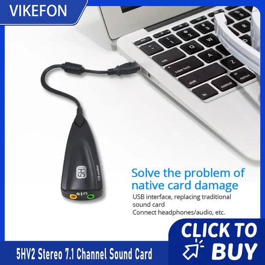USB 7.1 External Sound Card for Gaming – Plug & Play Virtual Surround with Mic & Headphone Jack