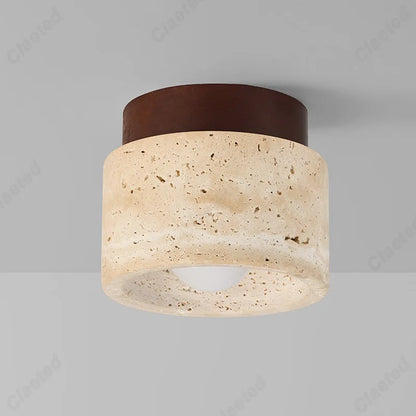 New European LED Yellow Cave Ceiling Lamp Cream Wind Corridor Porch Living Room Balcony Bedroom Lighting