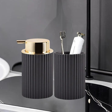 Foaming Soap Dispenser with Toothbrush Holder – Bathroom Foam Pump & Counter Storage Organizer