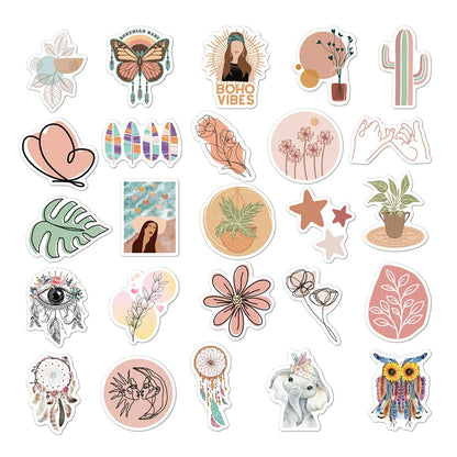 10/30/50pcs Cute Cartoon Art Bohemian Aesthetic Stickers Graffiti Decals Laptop Phone Scrapbook Car Luggage Waterproof Sticker