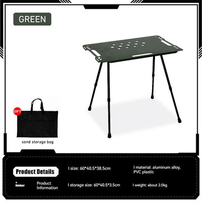 Folding IGT Tactical Camping Table - Adjustable Aluminum Portable Picnic Table
