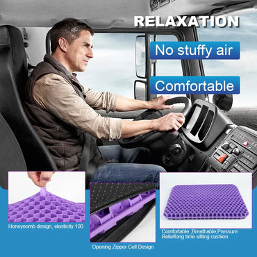 Gel Seat Cushion Honeycomb Breathable Cooling Coccyx Pillow for Tailbone Pain Relief for Office, Car & Wheelchair