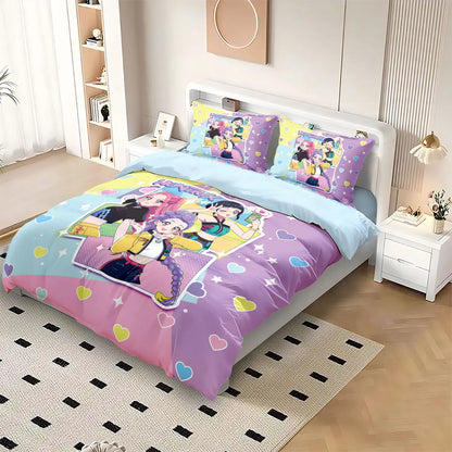 3-Piece K-Pop Demon Hunters Printed Microfiber Bedding Set, Soft 100% Polyester, Machine Washable, Fits Beds 3.3–9 ft (1.0–2.8 m)