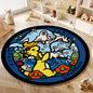 VIKAMA Cartoon Round Carpet Gaming Computer Chair Floor Mat Girly Room Mat Bedroom Carpet Stain Resistant Home Decoration