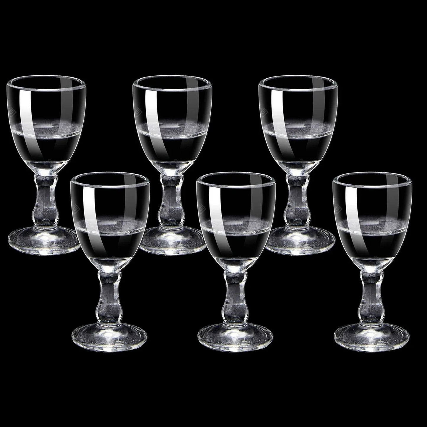 6-Pack Mini Stemmed Shot Glasses Assorted 10/15/25 ml (0.34/0.51/0.85 oz) Clear Mini Wine Cups for Liquor, Sake & Parties