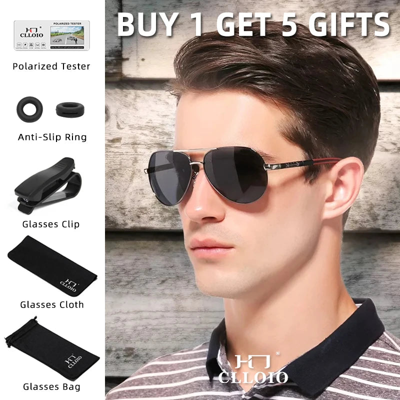 CLLOIO Pilot Polarized Sunglasses for Men & Women – UV400 Aluminum Frame
