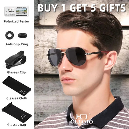 CLLOIO Pilot Polarized Sunglasses for Men & Women – UV400 Aluminum Frame