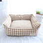 Striped Cotton Pet Bed Sofa for Cats & Small Dogs — Indoor Puppy Kennel (S/M) 50x40x20cm & 60x50x20cm (19.6x15.7x7.8 in & 23.6x19.6x7.8 in)
