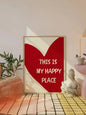 Red Heart Canvas Wall Art – Happy Place Poster Print