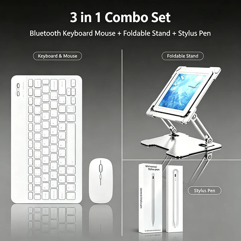 Bluetooth Wireless Keyboard and Mouse Combo Portable Mini Rechargeable for iPad Tablet Mobile Phone Android iOS Windows PC