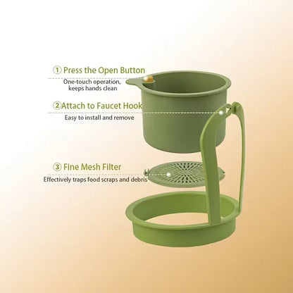Press-Down Drain Basket Food Strainer & Sink Organizer for Kitchen and Bathroom
