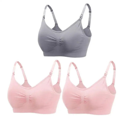 3-Pack Seamless Maternity Nursing Bras – Wireless Breathable Nursing Bra with Removable Pads & Front/Back Closure