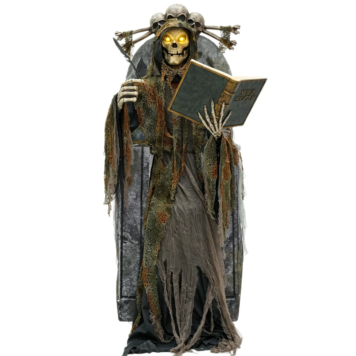 Large Animated Soul Reaper Skeleton Halloween Decoration, 213cm