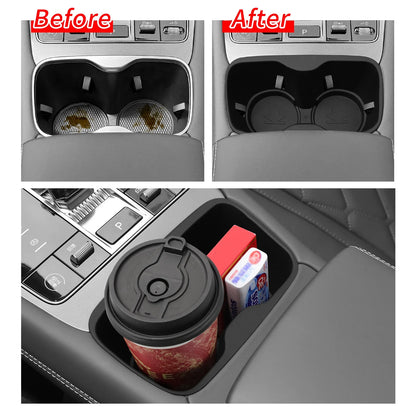 Center Console Storage Tray with Silicone Anti-Slip Pad, Armrest Cup Organizer, Black