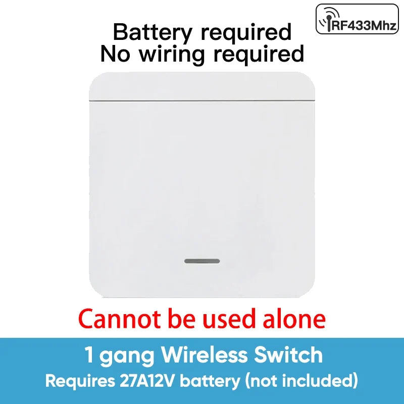 TNCE RF433MHz Mini Wireless Remote Control Light Switch 1/2/3 Gang 86 Wall Transmitter Switch Button Wall Panel Switch