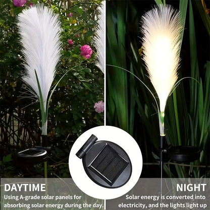 1PC LED Solar Powered Reed Lawn Lamp Outdoor Garden Stake Light,Ideal Decoration Landscape Lighting For Garden,Lawn,Yard,Pathway