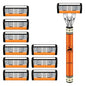 6-Layer Stainless Steel Safety Razor Set for Men - Replaceable Blade Head, Manual Shaving