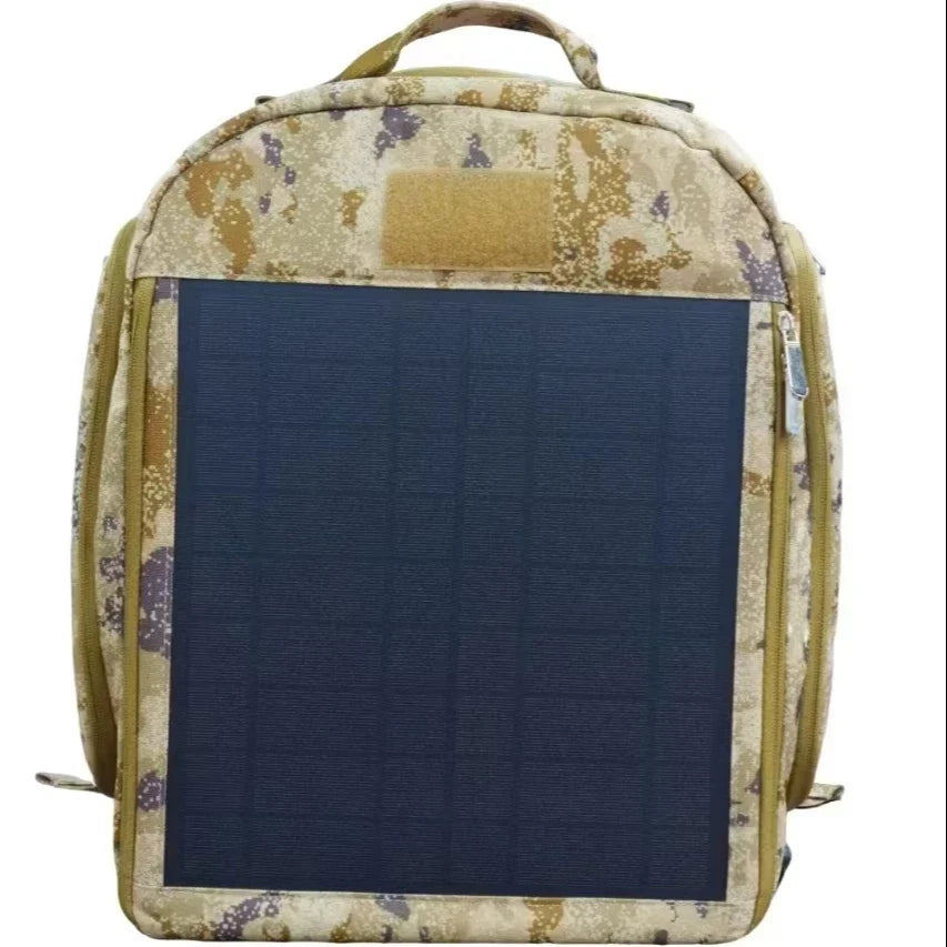 Solar Panel-Powered Backpack Waterproof Backup Power Pack With USB Charging Port For Hiking, Exploring