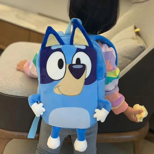 Bluey Family Kids Backpack - Cartoon Cosplay Dog School Bag for Kindergarten, Kawaii Blue & Orange Children's Gift