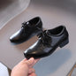 Boys Black and White PU Leather School Shoes – Lace-Up Formal Flats for Uniform, Performance and Casual Wear