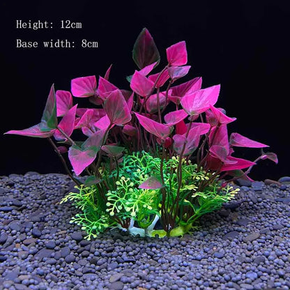 Artificial Aquarium Plants – Plastic Underwater Green Shrubs with Resin Base, Fish Tank Decoration