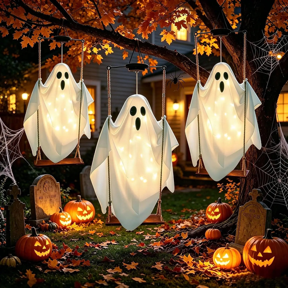 LED Hanging Ghost Swing Decoration - 1.2 m to 1.8 m