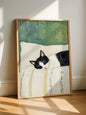 Sleeping Tuxedo Cat Wall Art Print: Black and White Cat Painting, Unframed Cat Poster gift decoration