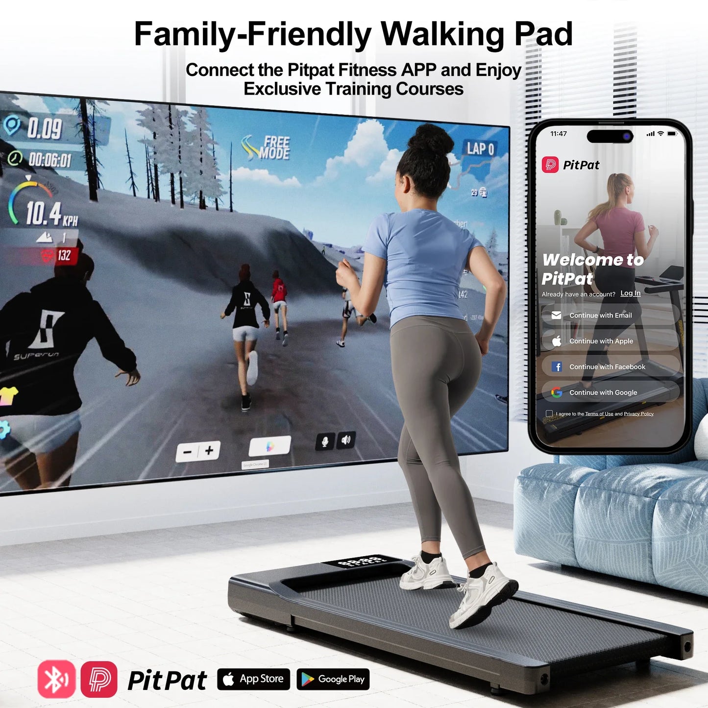 Portable Walking Treadmill 2.5HP — Anti-Slip, Home & Office Use