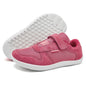 Kids Wide-Toe Barefoot Sneakers — Lightweight Hook & Loop Mesh with Faux Leather Toe